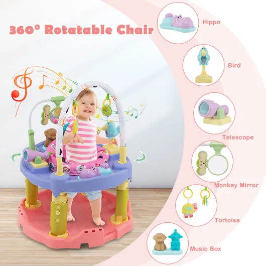 3-in-1 Baby Activity Center with 3-position for 0-24 Months-Pink