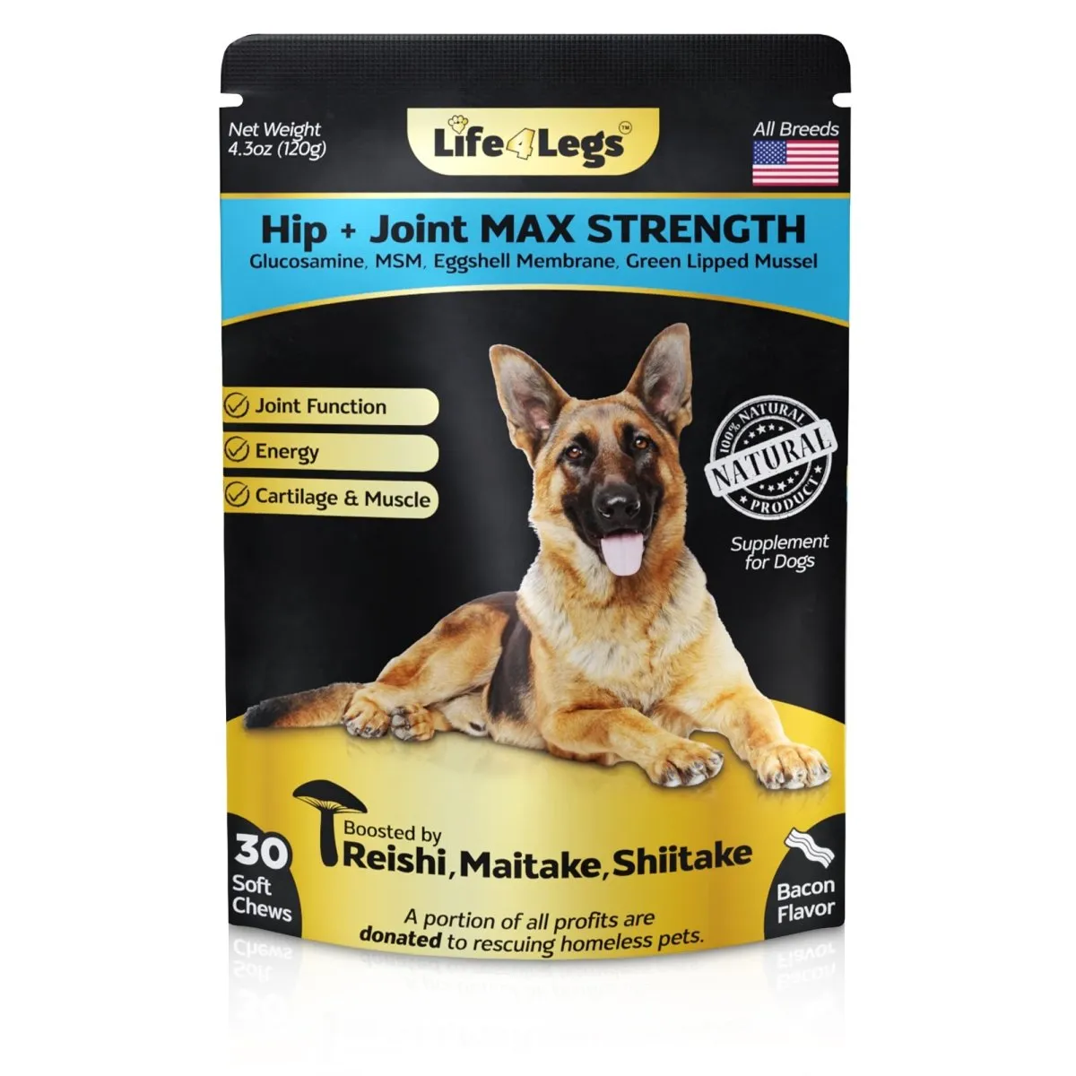 30 Soft chews Max Strength - Hip and Joint Supplement for Dogs