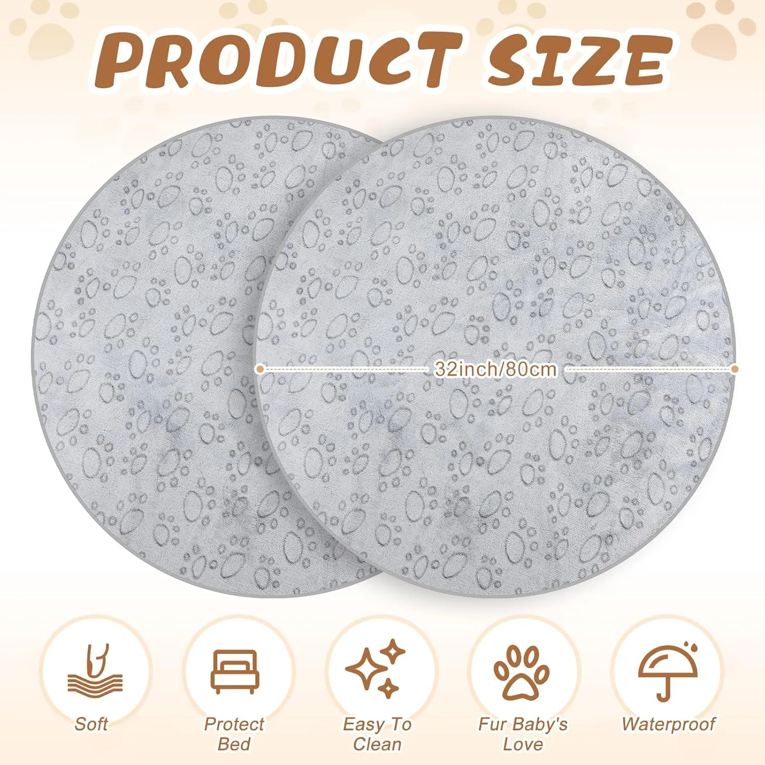 4 Pack Washable Pee Pads for Dog Waterproof Pee Pads Reusable Puppy Pads Pet Training Pads Absorbent Round Whelping Pads Floor and Bed Mat Fleece Pee Pad for Potty (32 Inch)