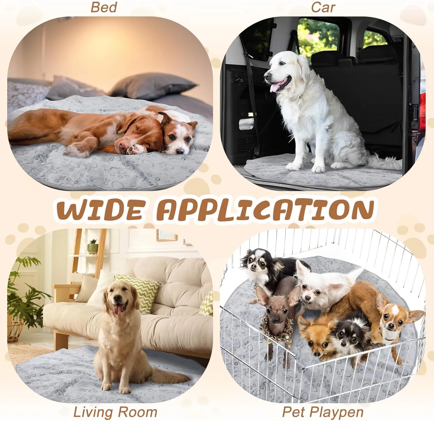 4 Pack Washable Pee Pads for Dog Waterproof Pee Pads Reusable Puppy Pads Pet Training Pads Absorbent Round Whelping Pads Floor and Bed Mat Fleece Pee Pad for Potty (32 Inch)