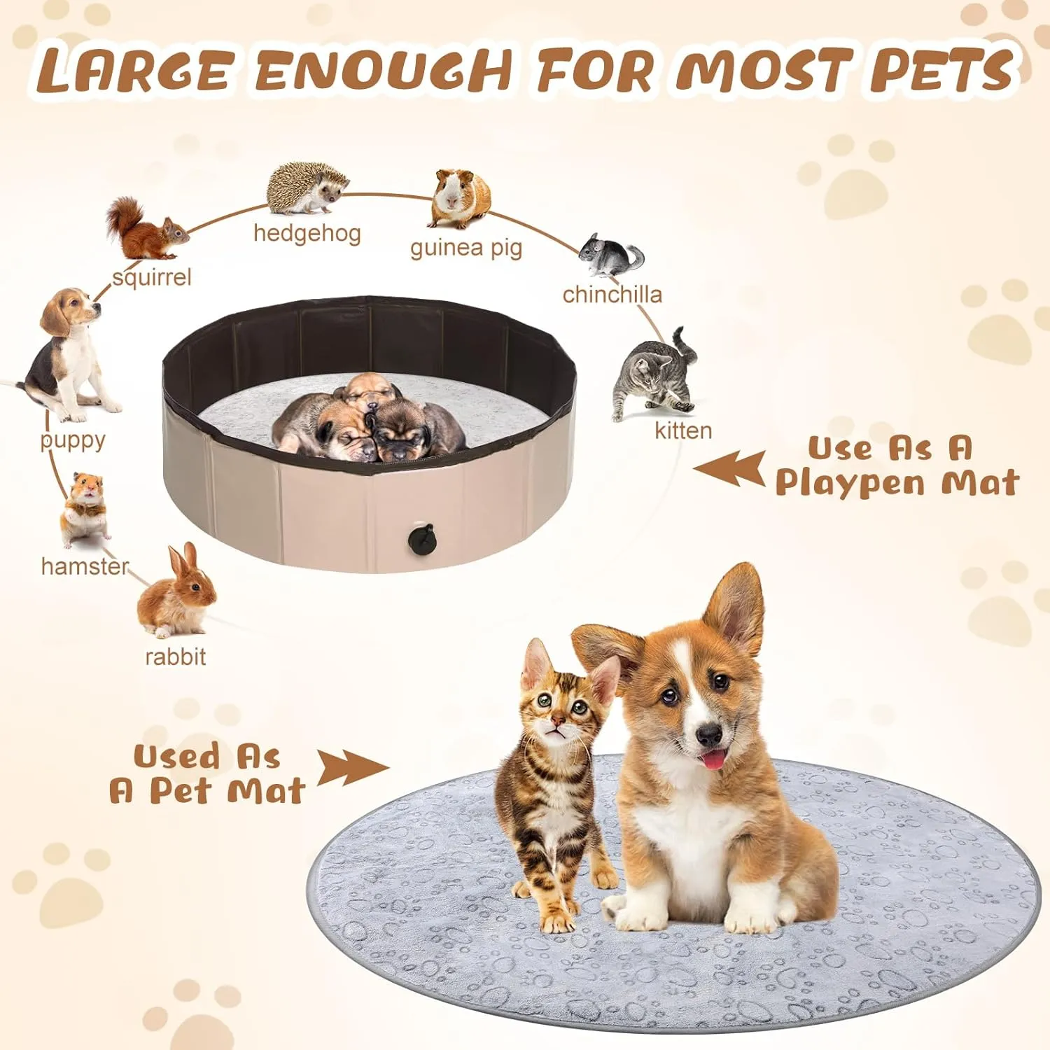 4 Pack Washable Pee Pads for Dog Waterproof Pee Pads Reusable Puppy Pads Pet Training Pads Absorbent Round Whelping Pads Floor and Bed Mat Fleece Pee Pad for Potty (32 Inch)