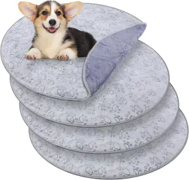 4 Pack Washable Pee Pads for Dog Waterproof Pee Pads Reusable Puppy Pads Pet Training Pads Absorbent Round Whelping Pads Floor and Bed Mat Fleece Pee Pad for Potty (32 Inch)