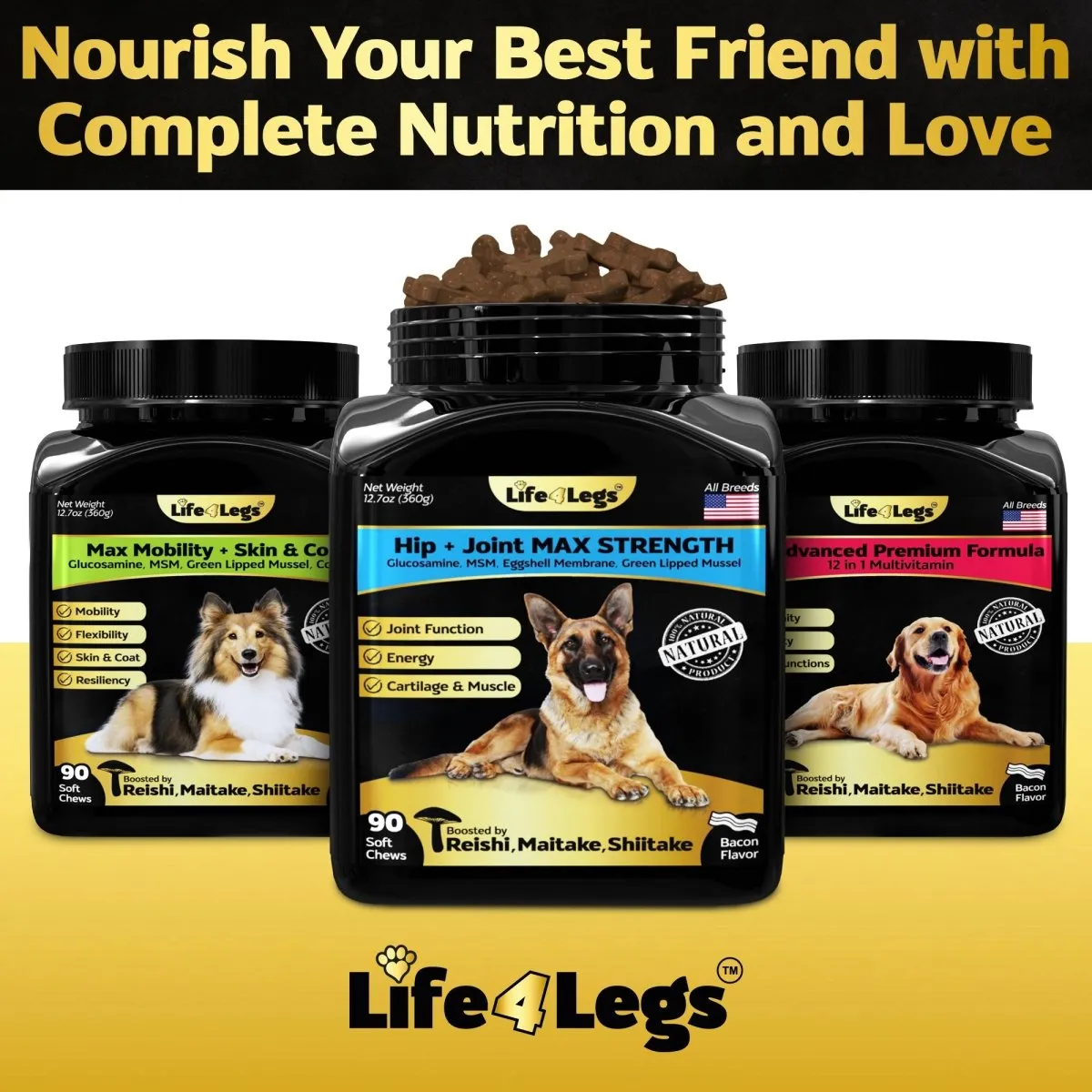 90 Soft chews Max Strength - Hip and Joint Supplement for Dogs