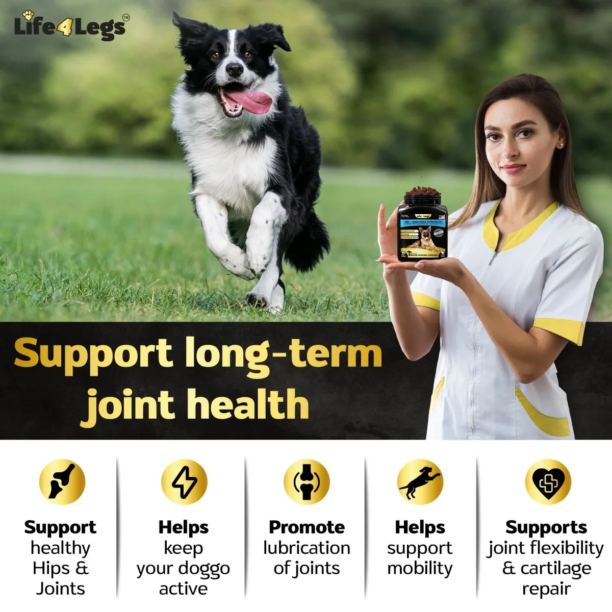 90 Soft chews Max Strength - Hip and Joint Supplement for Dogs
