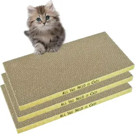 AccEncyc Cardboard Cat Scratcher Pads Cat Scratching Board for Indoor Cats 16.5x8.3x1 Inch Dual-Side Corrugated Cat Scratcher Reusable Cat Supplies - 3 Pack