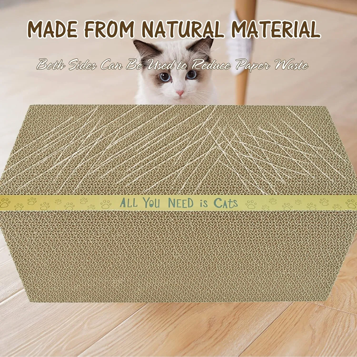 AccEncyc Cardboard Cat Scratcher Pads Cat Scratching Board for Indoor Cats 16.5x8.3x1 Inch Dual-Side Corrugated Cat Scratcher Reusable Cat Supplies - 3 Pack