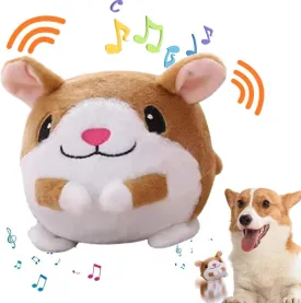 Active Moving Pet Plush Toy, Interactive Dog Toys Pet Bouncing Balls, USB Rechargeable Interactive Washable Cartoon Pig Plush Sound Electronic Dog Toy, Small Cute Squeaky Pig Dog Toy (Hamster)