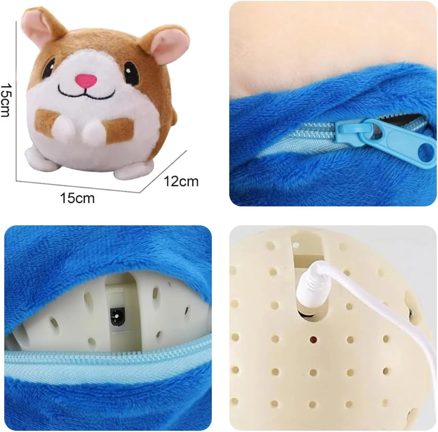 Active Moving Pet Plush Toy, Interactive Dog Toys Pet Bouncing Balls, USB Rechargeable Interactive Washable Cartoon Pig Plush Sound Electronic Dog Toy, Small Cute Squeaky Pig Dog Toy (Hamster)