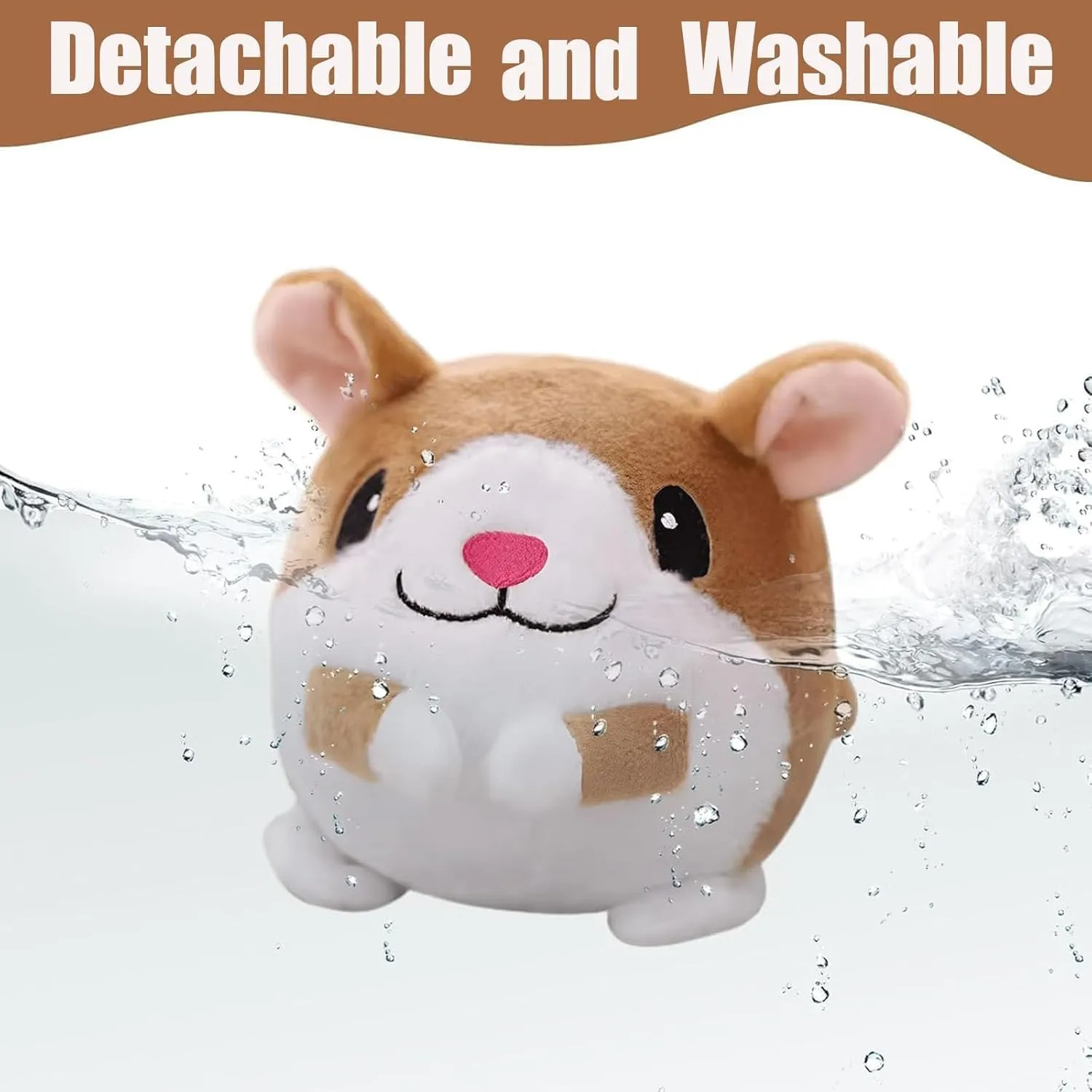 Active Moving Pet Plush Toy, Interactive Dog Toys Pet Bouncing Balls, USB Rechargeable Interactive Washable Cartoon Pig Plush Sound Electronic Dog Toy, Small Cute Squeaky Pig Dog Toy (Hamster)