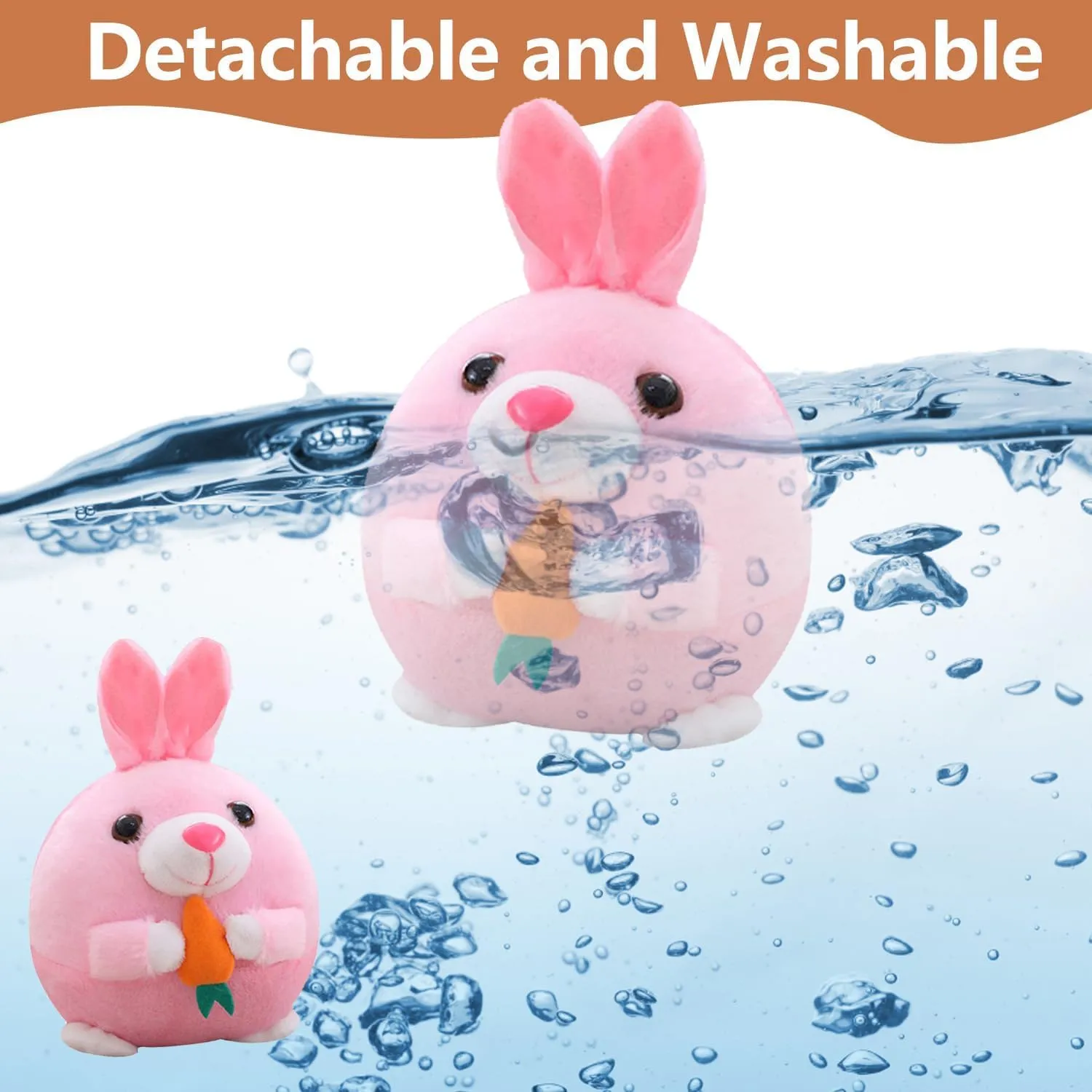 Active Moving Pet Plush Toy, Interactive Dog Toys Pet Bouncing Balls, USB Rechargeable Interactive Washable Cartoon Pig Plush Sound Electronic Dog Toy, Small Cute Squeaky Pig Dog Toy (Rabbit)