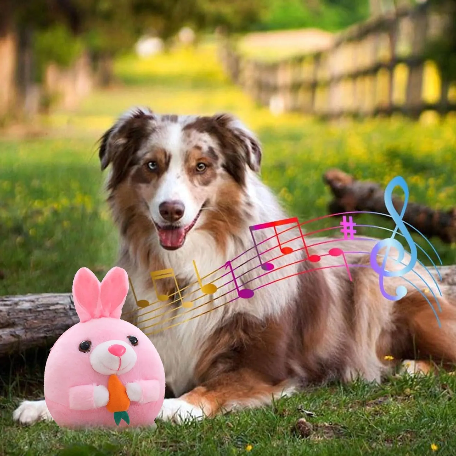 Active Moving Pet Plush Toy, Interactive Dog Toys Pet Bouncing Balls, USB Rechargeable Interactive Washable Cartoon Pig Plush Sound Electronic Dog Toy, Small Cute Squeaky Pig Dog Toy (Rabbit)