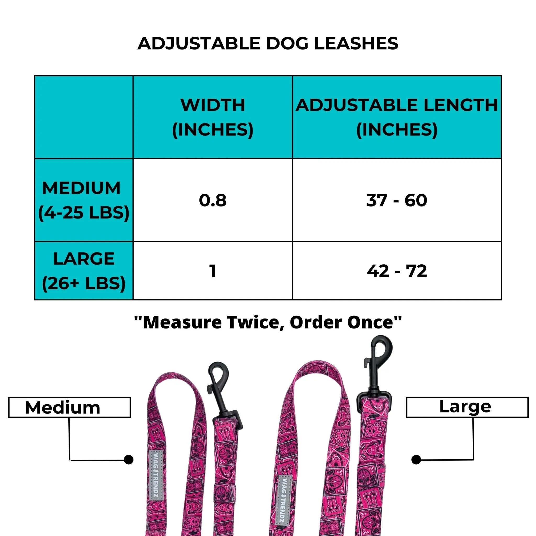 Adjustable Dog Leash | Bandana Boujee Hot Pink