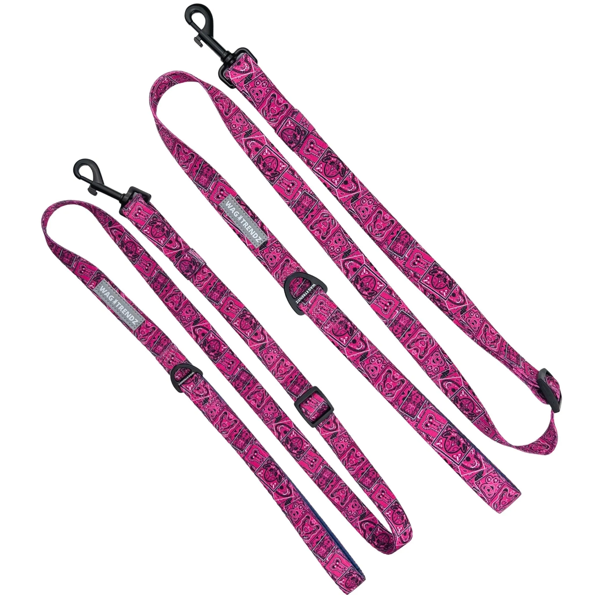 Adjustable Dog Leash | Bandana Boujee Hot Pink