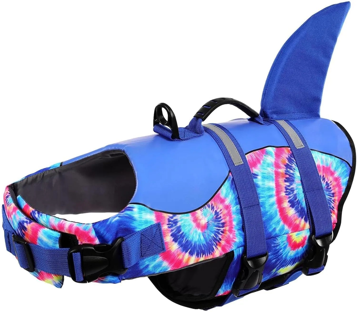 ASENKU Dog Life Jacket - Pet Safety Vest for Swimming & Boating, Shark Life Jacket with Floatation, Dog Lifesavers Swimsuits for Small Medium Large Dogs (Blue Bandhnu, XL)