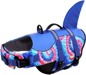 ASENKU Dog Life Jacket - Pet Safety Vest for Swimming & Boating, Shark Life Jacket with Floatation, Dog Lifesavers Swimsuits for Small Medium Large Dogs (Blue Bandhnu, XL)