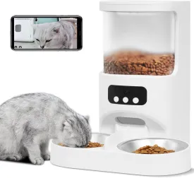 Automatic Cat Feeder with Camera for 2 Cats,1080P HD Video Night Vision Pet Feeder Food Dispenser,5G&2.4GHz WiFi Pet Feeder with 2 Way Audio,Smart App Control 4L Pet Dry Food Dispenser for Cat/Dogs