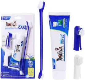 Best Dog Toothbrush & Toothpaste Kit for Horgi and Other Mixed Breed Dogs Dogs - Natural Ingredients Reduce Plaque, Whiten Teeth, Freshen Breath