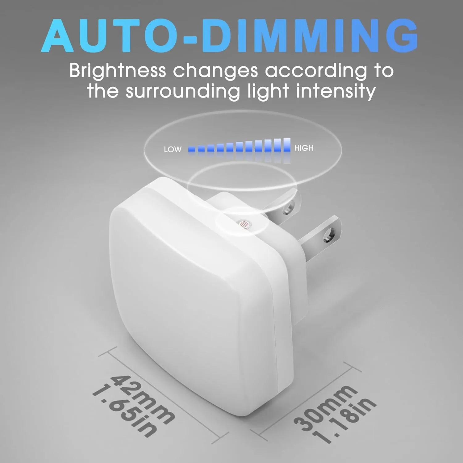Blue Night Lights Plug into Wall, Nightlights With Light Sensor Dusk to Dawn, 0.3W Square Plug in Night Light for Kids, Blue Night Light for Bathroom Bedroom Kitchen, 2 Pack LED Night Lights