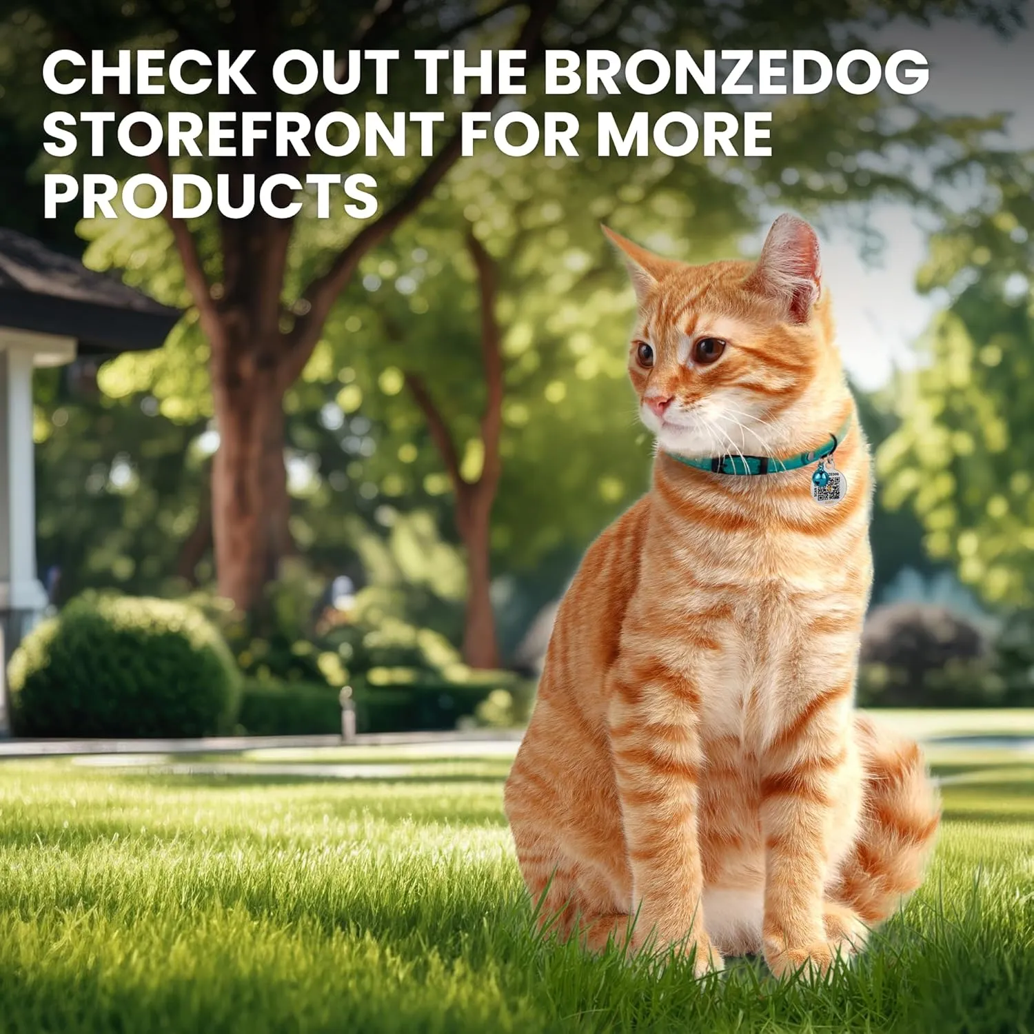 BRONZEDOG Cat Collar with Bell Kitten Rolled Leather Collars Safety QR ID Name Tag (Smoke Grey)