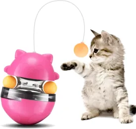 Cat Toys, Interactive Cat Toys, Exercise Tumbler for Indoor Cats, Tower of Tracks Interactive 2-Tier with Exercise Balls, 3-in-1 Tumbler Catnip Toy, Pink