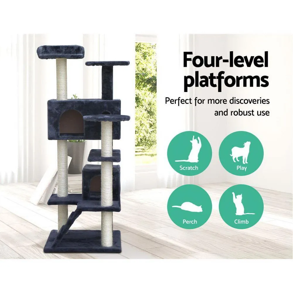 Cat Tree 134cm Post Scratcher Tower Condo House Furniture Grey