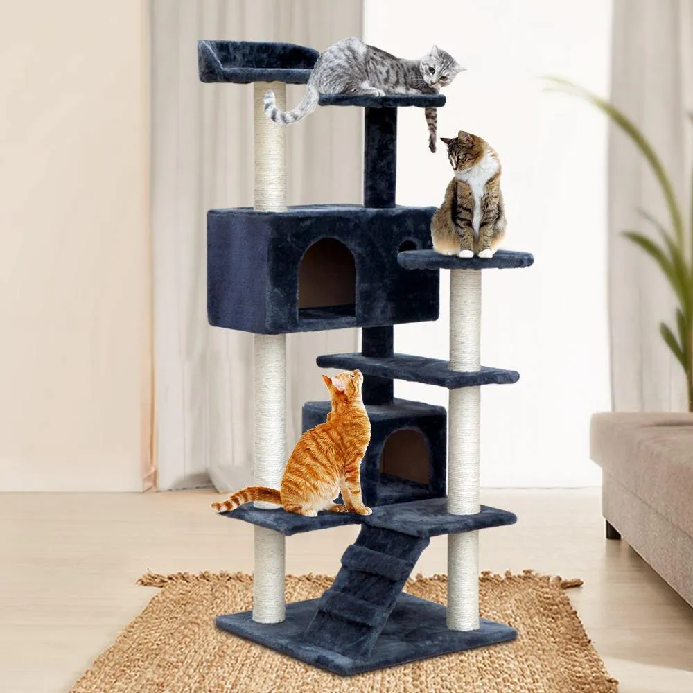 Cat Tree 134cm Post Scratcher Tower Condo House Furniture Grey