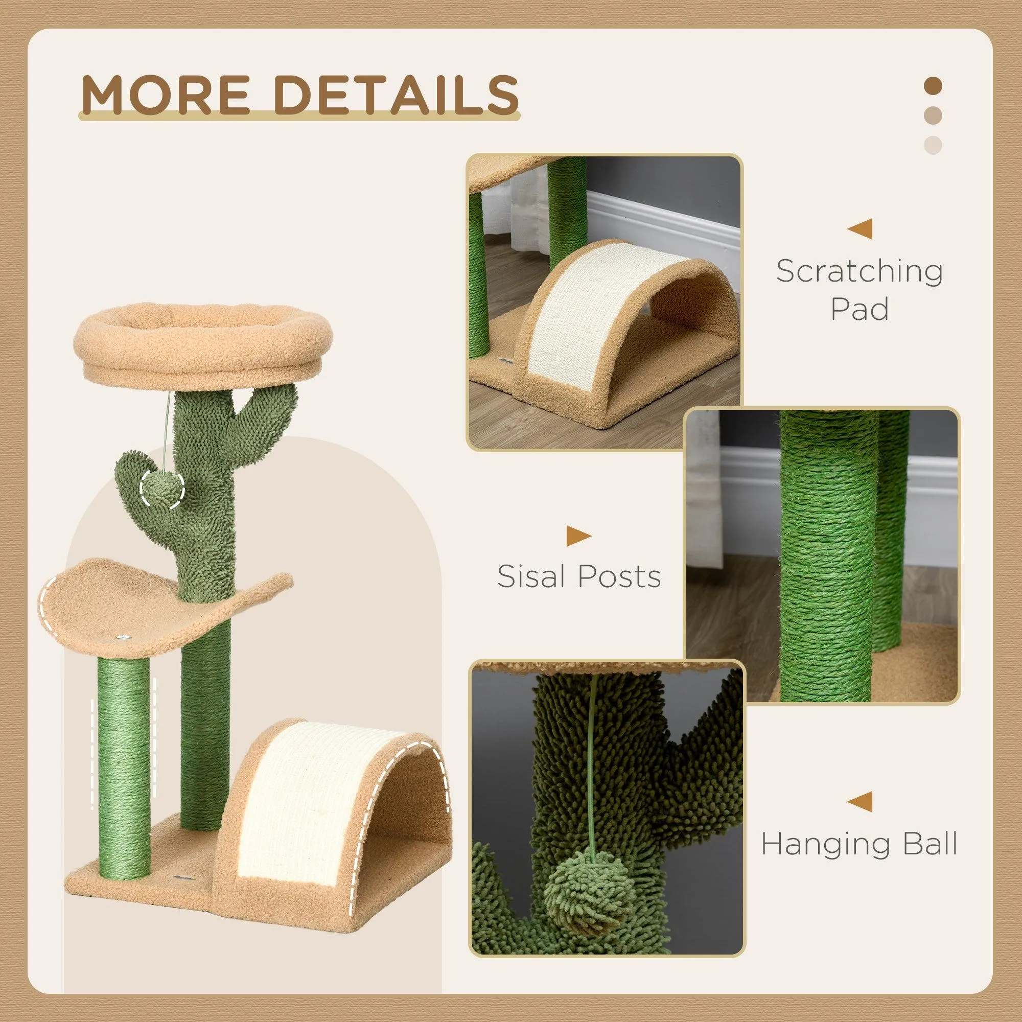 Cosy Cat Tree with Bed & Toys, 72cm - Yellow & Green
