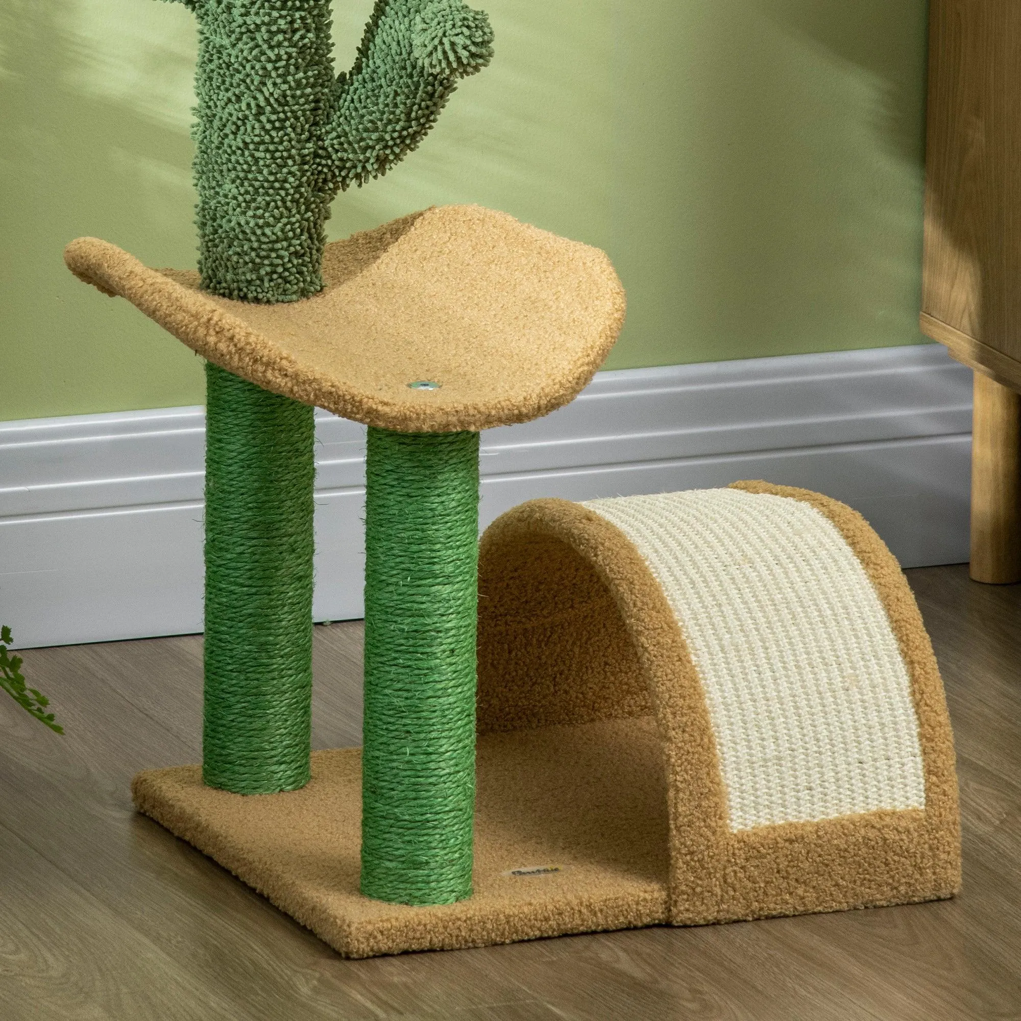 Cosy Cat Tree with Bed & Toys, 72cm - Yellow & Green