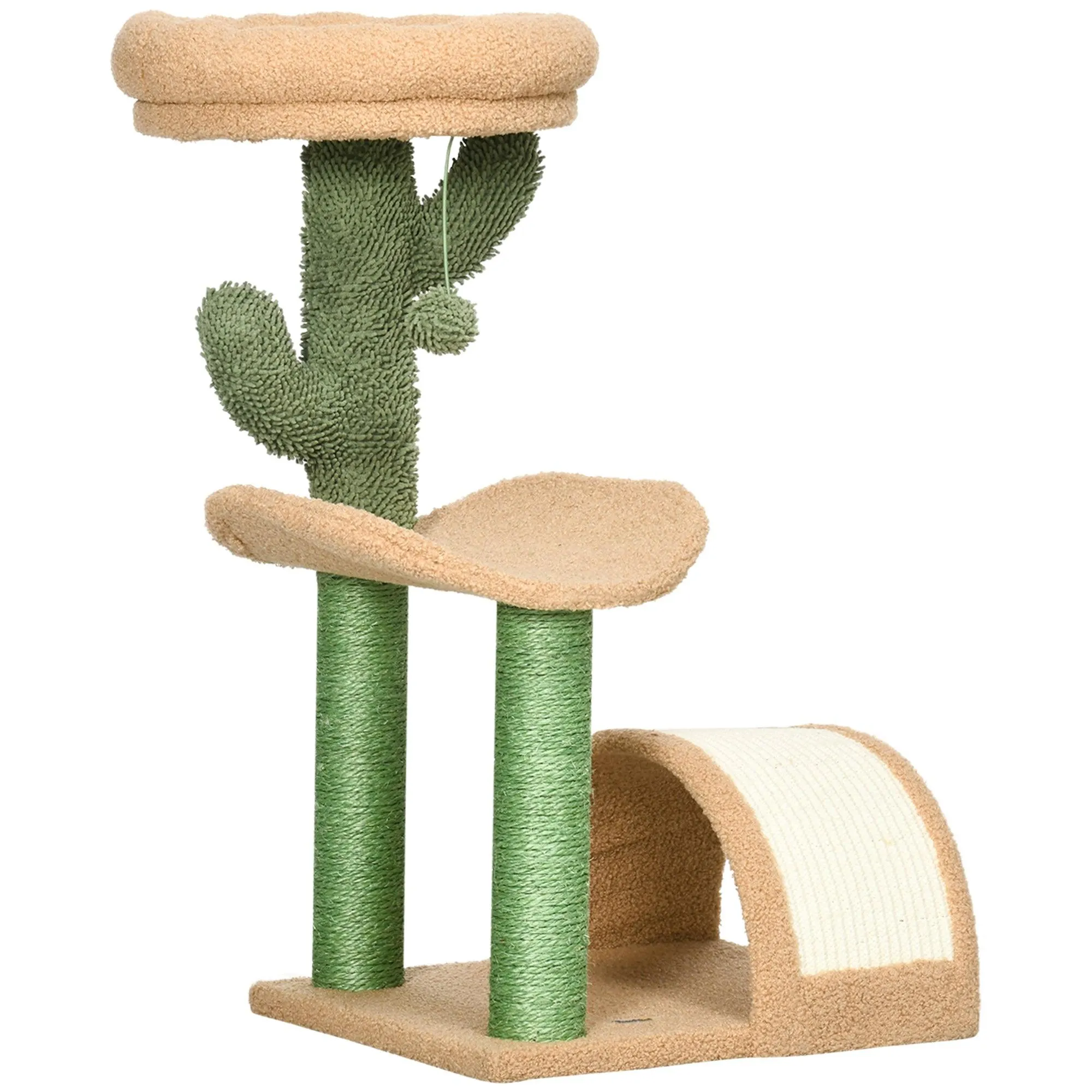 Cosy Cat Tree with Bed & Toys, 72cm - Yellow & Green