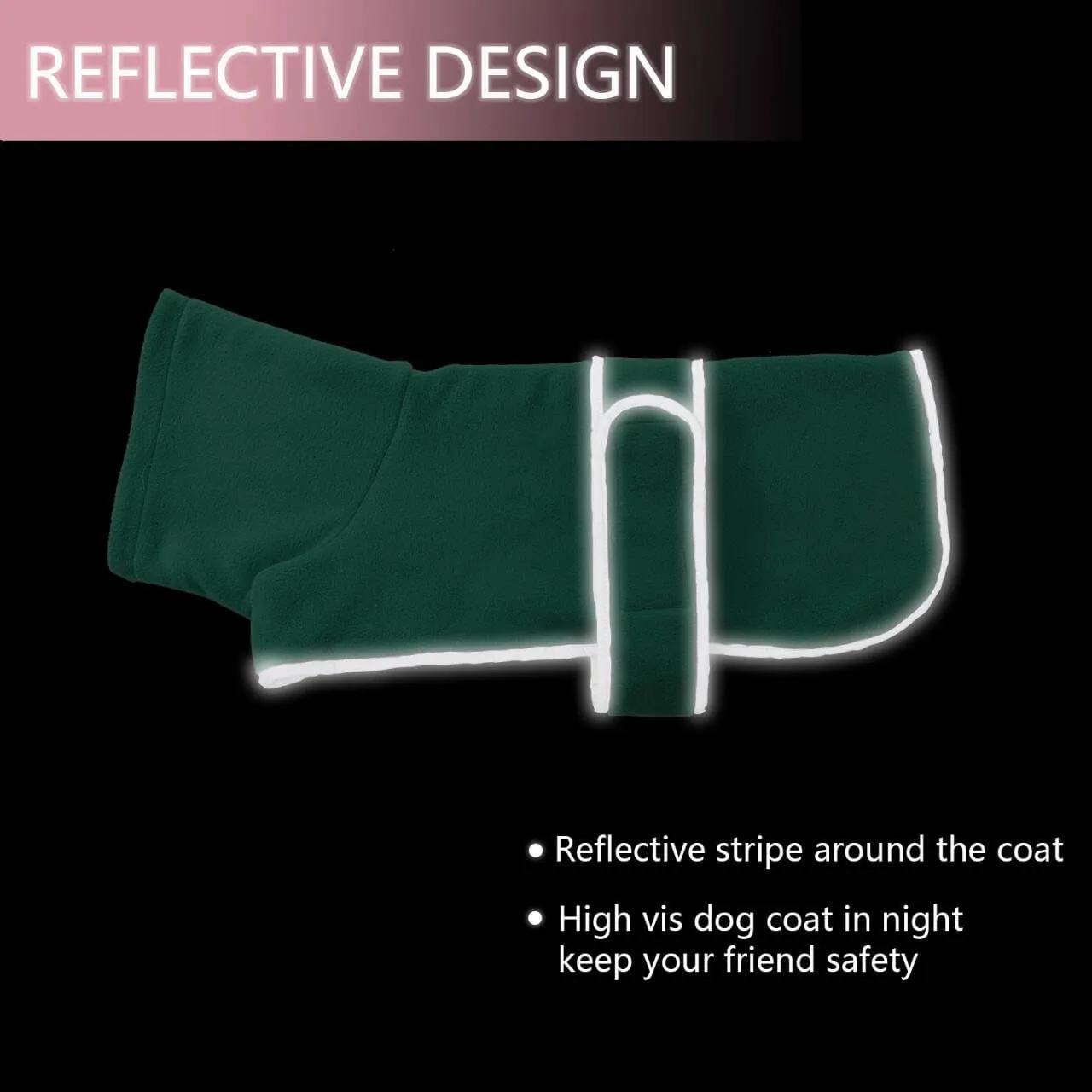 Dachshund Coats Sausage Dog Fleece Coat in Winter Miniature Dachshund Clothes with Hook and Loop Closure and high vis Reflective Trim Safety - Green - S