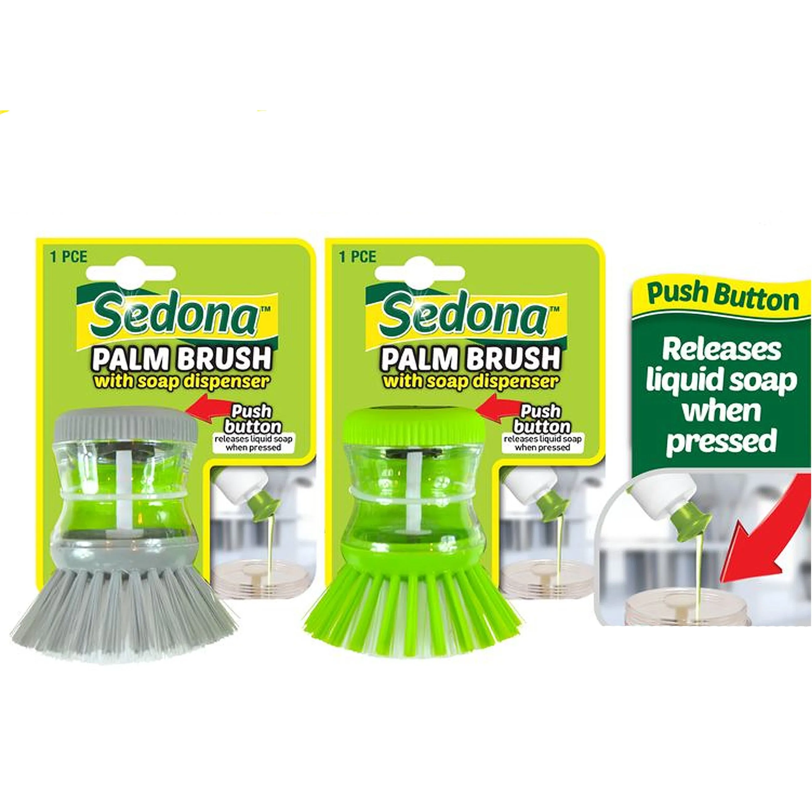 Detergent Dispenser Brush Palm Hand Soap Dish Oval Twist Head Push Button 6pk