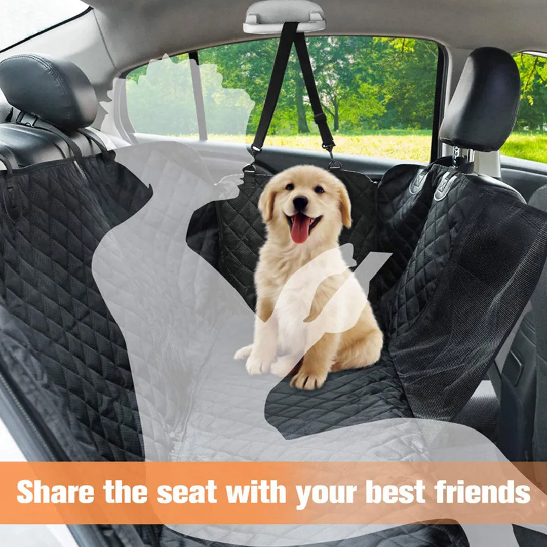 Dog Car Seat Cover Set of 2 Premium Waterproof 600D Oxford Cloth Back Seat Protector Hammock Non-Slip Pet Mat - Black