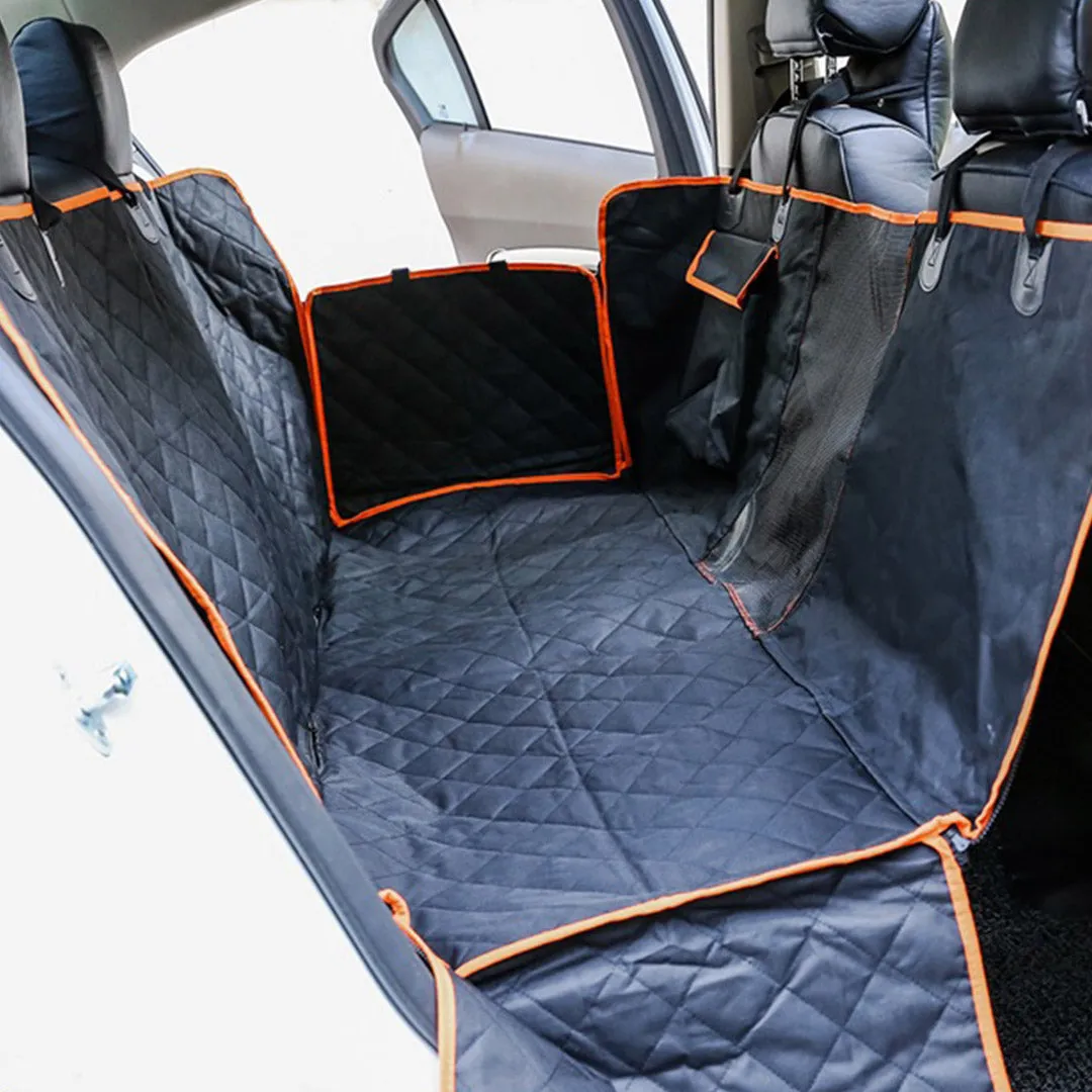 Dog Car Seat Cover Set of 2 Premium Waterproof 600D Oxford Cloth Back Seat Protector Hammock Pet Mat - Black