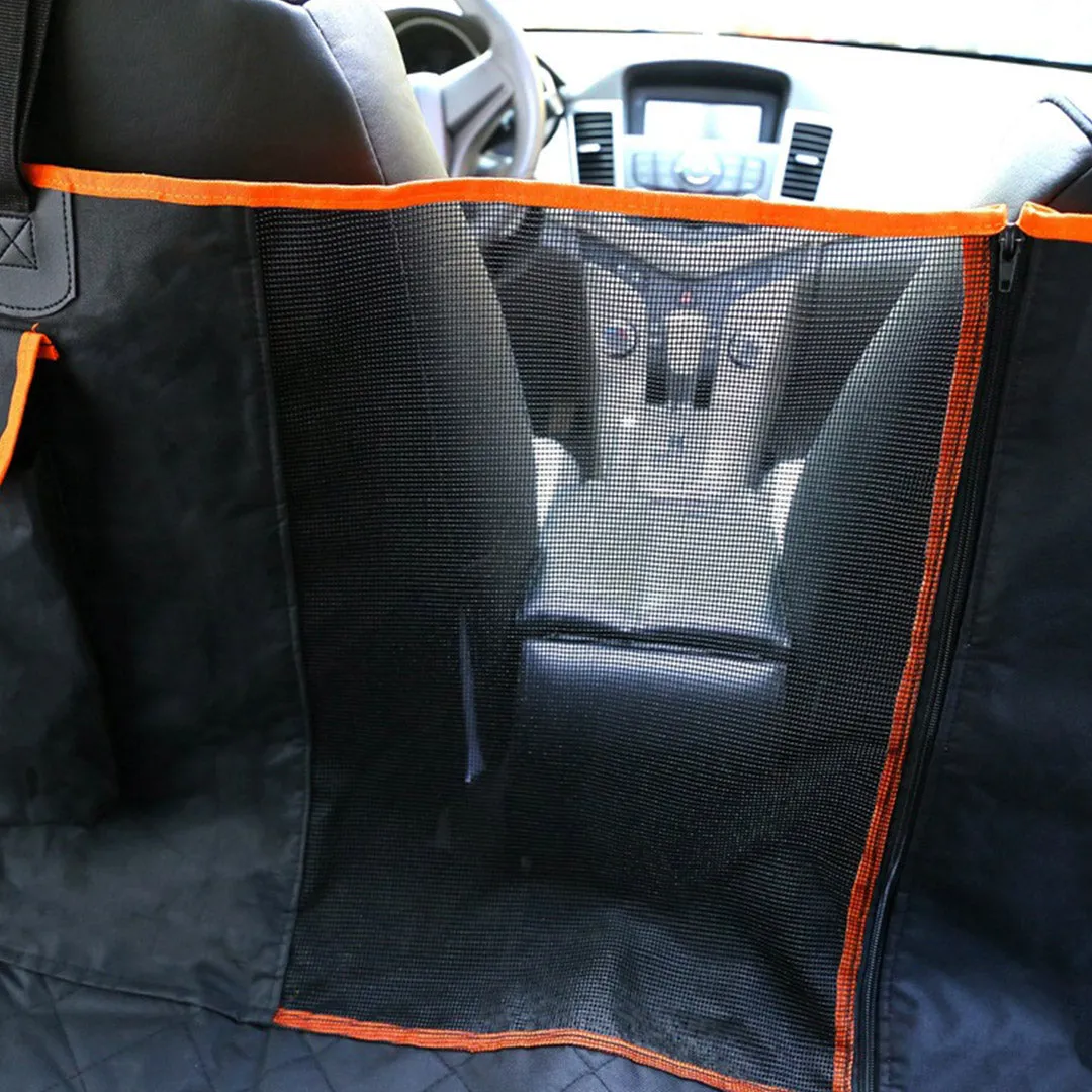 Dog Car Seat Cover Set of 2 Premium Waterproof 600D Oxford Cloth Back Seat Protector Hammock Pet Mat - Black