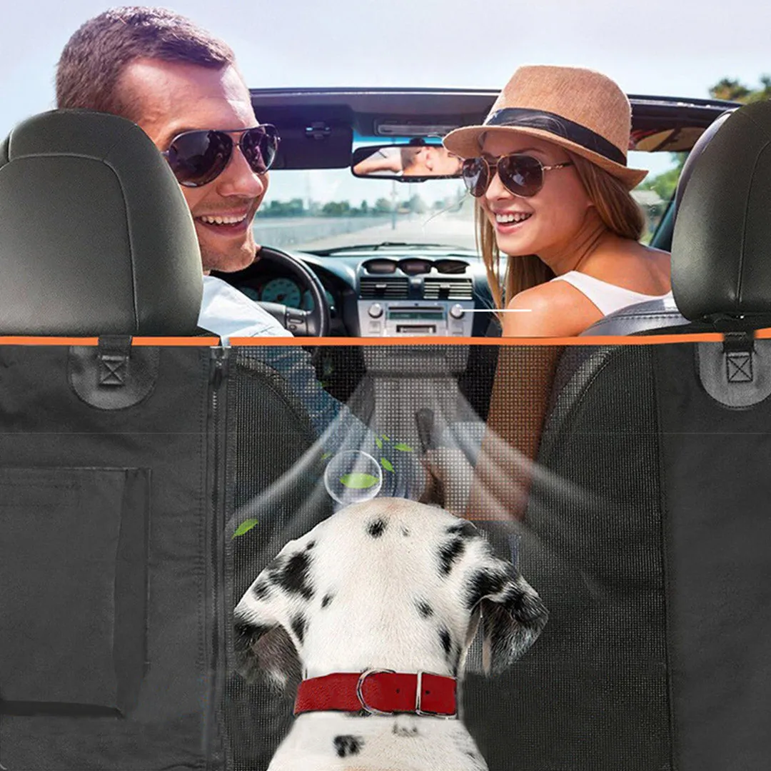 Dog Car Seat Cover Set of 2 Premium Waterproof 600D Oxford Cloth Back Seat Protector Hammock Pet Mat - Black