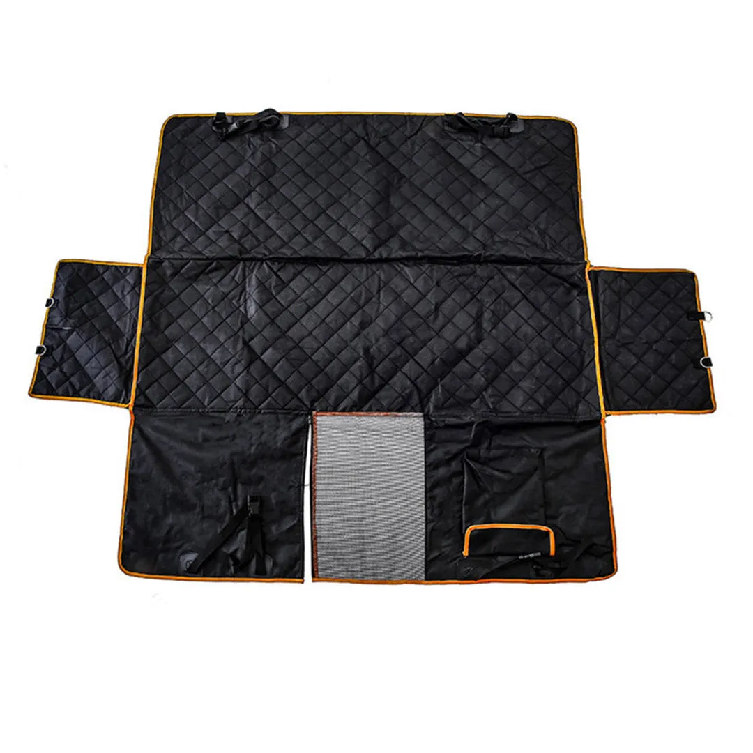 Dog Car Seat Cover Set of 2 Premium Waterproof 600D Oxford Cloth Back Seat Protector Hammock Pet Mat - Black