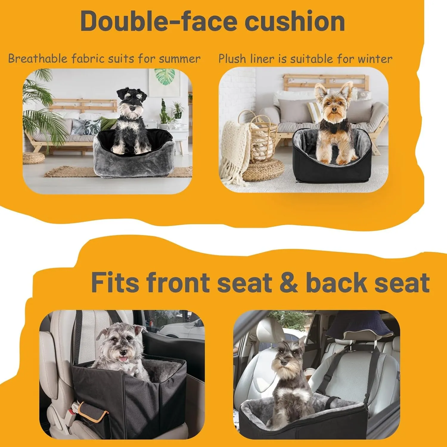 Dog Car Seat for Small Dogs, Elevated Dog Booster Seat Pet Travel Carrier Bed for Car with Adjustable Straps Pet Car Booster Seat for Small pets