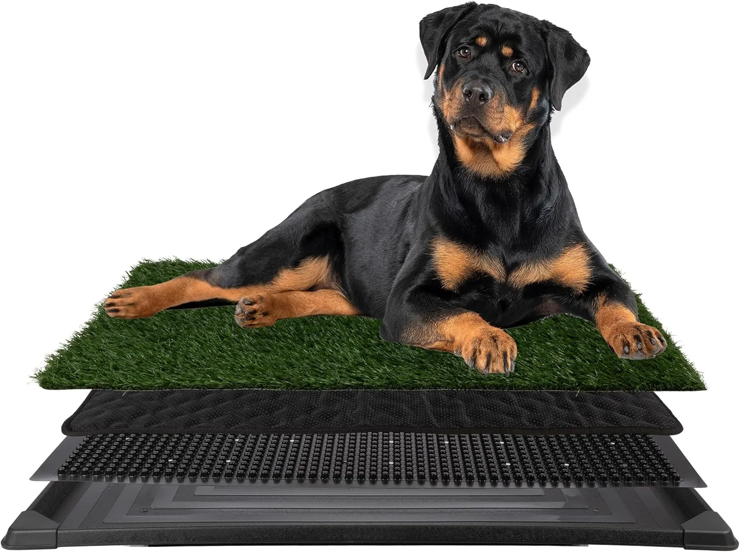 Dog Grass Pad with Tray - 41x27in Reusable Pee Pads for Dogs - 4-Layer Indoor/Outdoor Artificial Grass Pee Pad - Dog Housebreaking Supplies for Puppy Training by PETMAKER