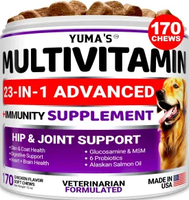 Dog Multivitamin Chewable with Glucosamine Dog Vitamins 170 Treats Codfish Free