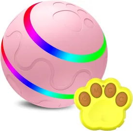 Dog Toy Balls with Remote Control, Interactive Toys for Puppy Small Dogs Cats, Robust self-Rolling Ball, Tough Motion Activated Automatic Moving Dog Ball Toys Indoor Outdoor, Pink