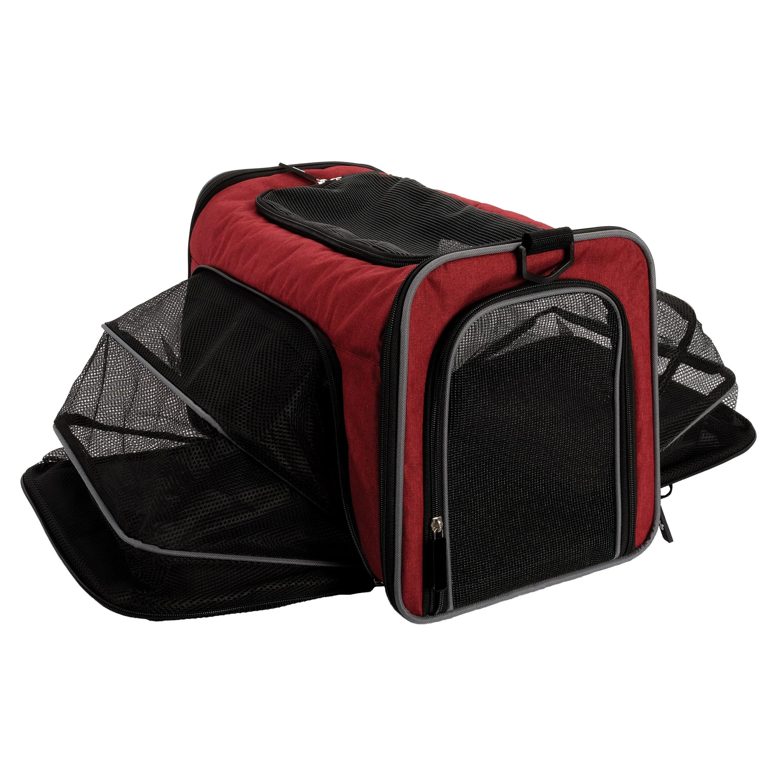 DogIt Explorer Soft Expandable Bag Burgundy & Grey