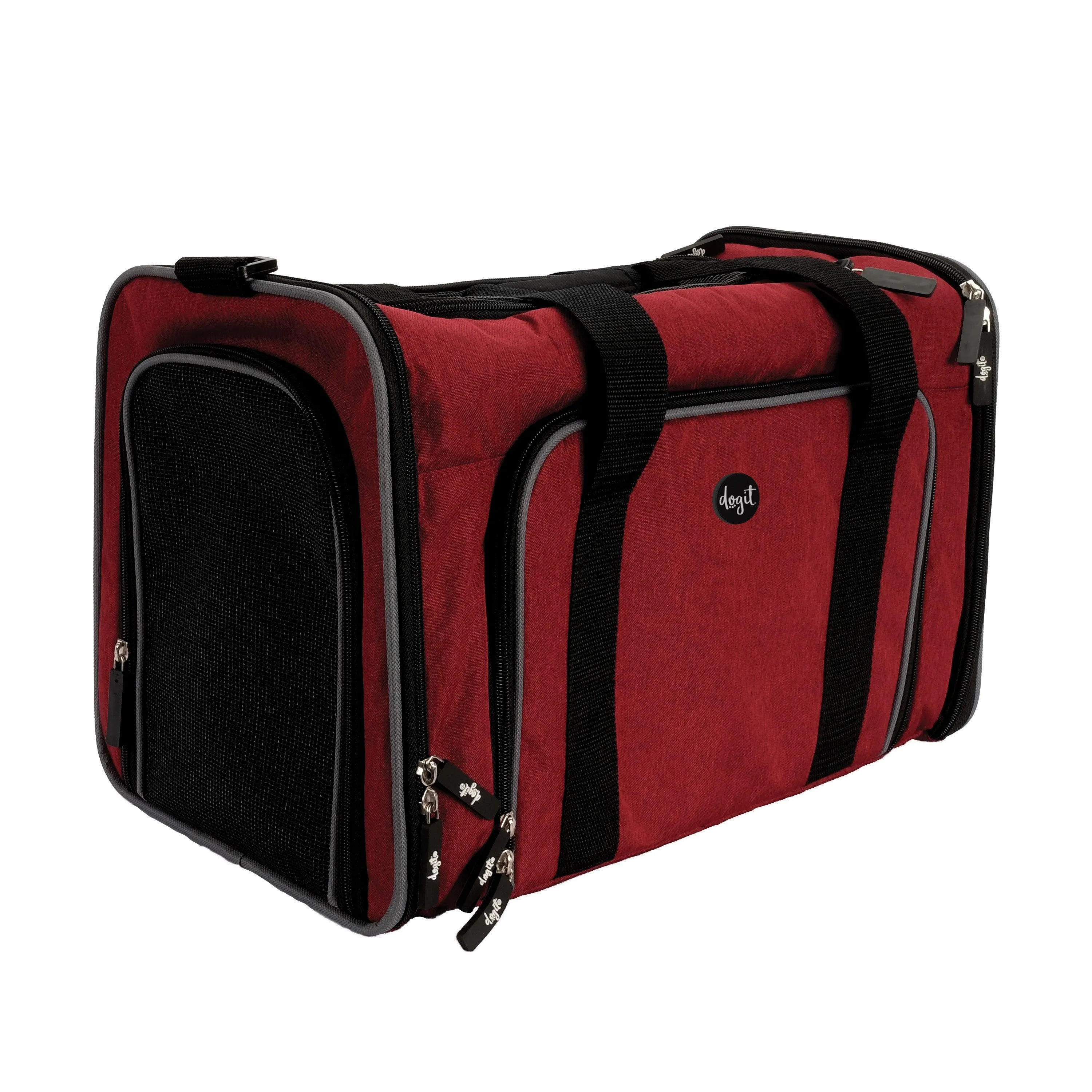 DogIt Explorer Soft Expandable Bag Burgundy & Grey