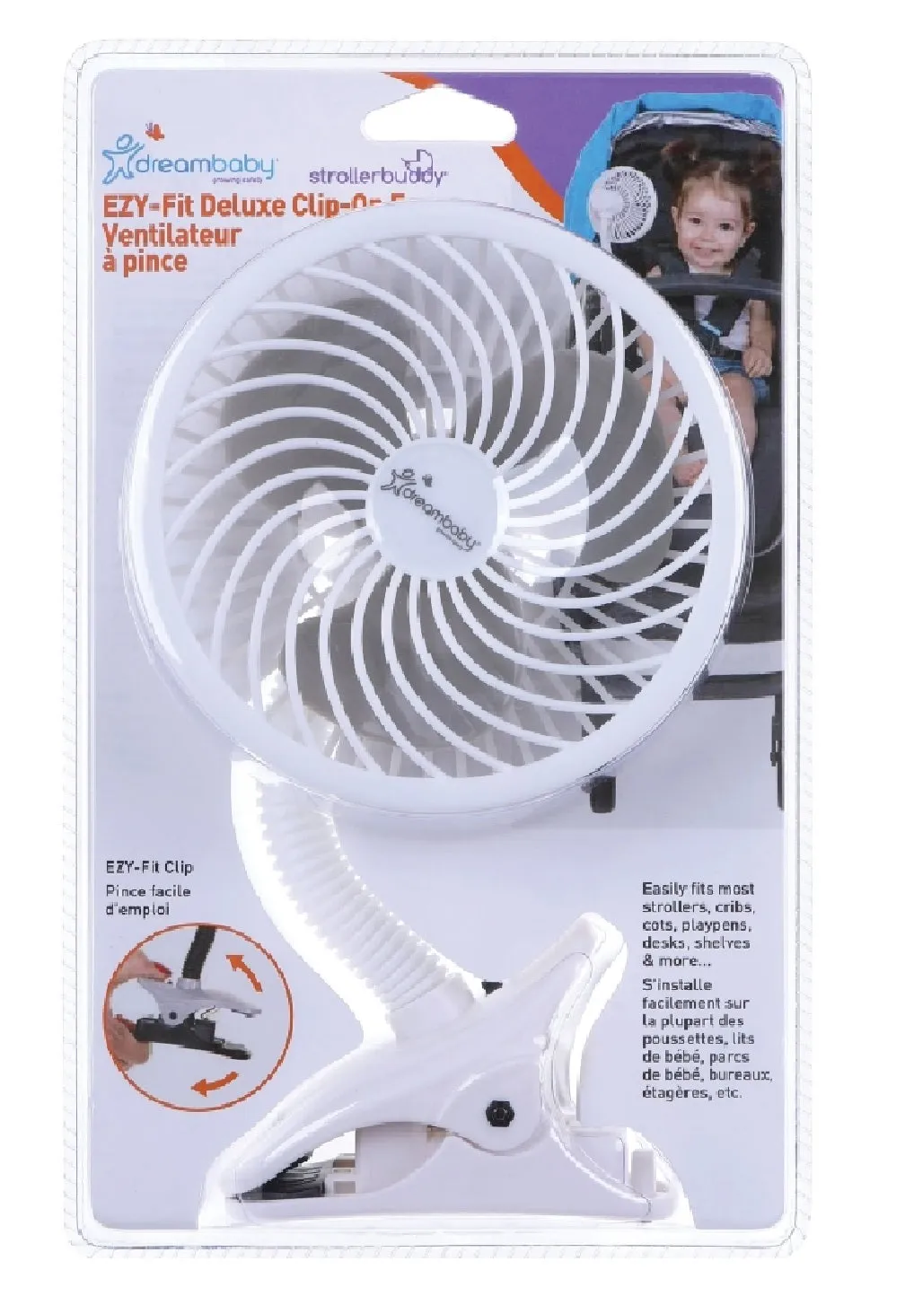 Dreambaby L2317 EZY-Fit Deluxe Clip-On Fan, White