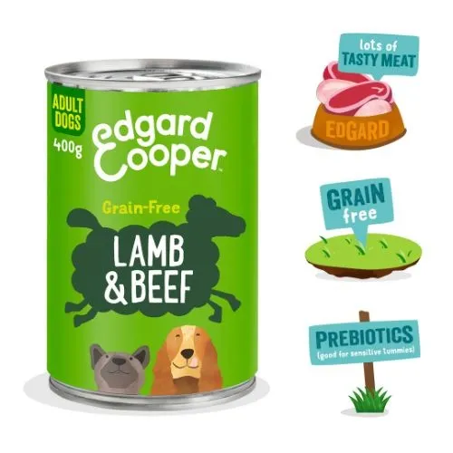 Edgard & Cooper Adult Grain Free Wet Dog Food with Lamb & Beef 6 x 400g