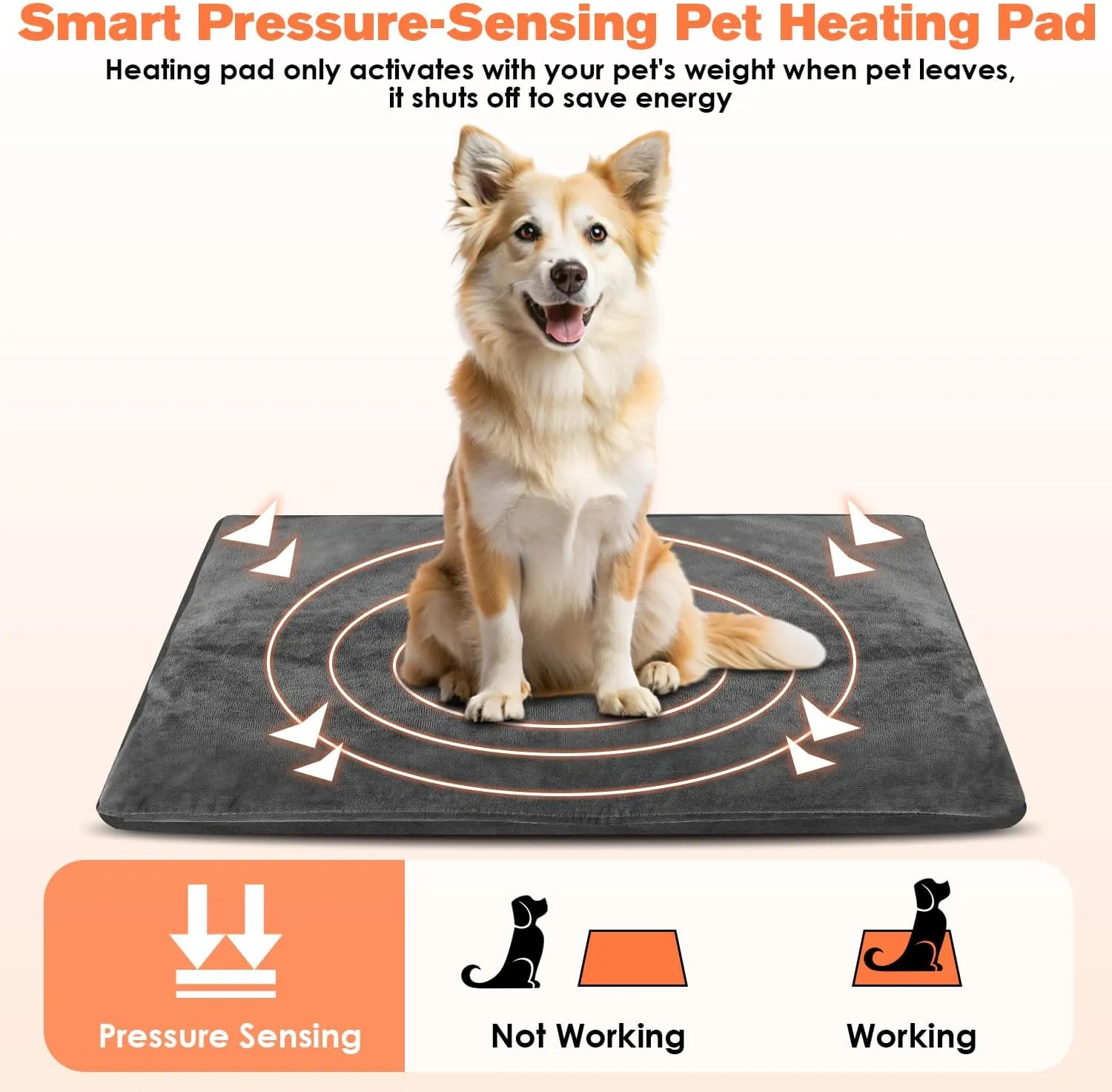 ENJOY PET Heating Pad, X-Large 35.4x23.6in, 12 Level Temperature for Cats Dogs, Indoor Pet Bed Mat with Iron Chew Resistant Pipe, Long-Time Working, Auto Power Off