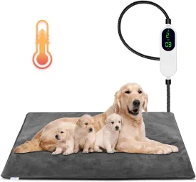 ENJOY PET Heating Pad, X-Large 35.4x23.6in, 12 Level Temperature for Cats Dogs, Indoor Pet Bed Mat with Iron Chew Resistant Pipe, Long-Time Working, Auto Power Off