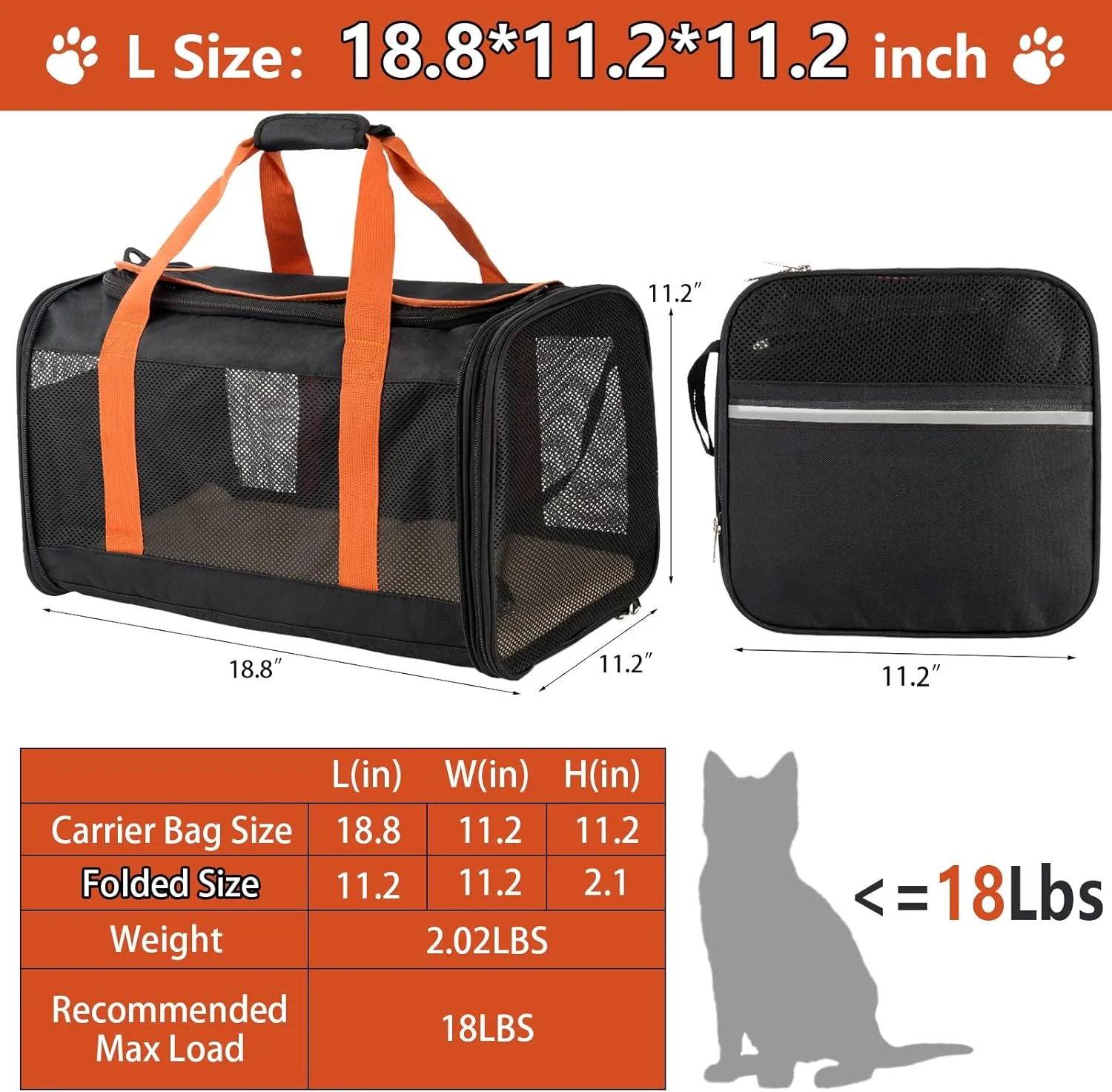 Extra Large Cat Carriers for Cats 20 lbs , Soft Sided Pet Carrier Bag for Dogs, Portable Large Dog Carrier- Collapsible Folding Pet Travel Carrier, Large Top Loading cat Carrier for 2 Cats
