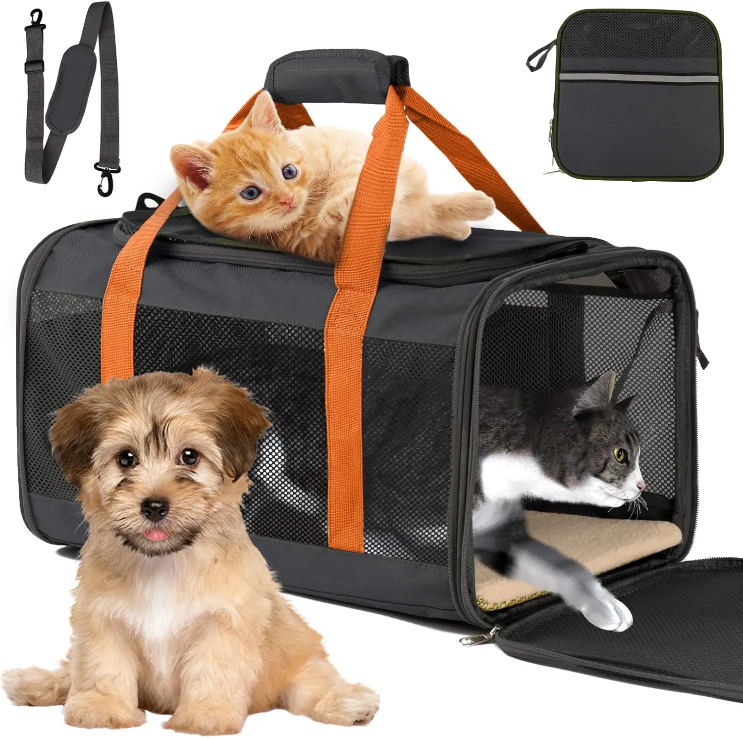 Extra Large Cat Carriers for Cats 20 lbs , Soft Sided Pet Carrier Bag for Dogs, Portable Large Dog Carrier- Collapsible Folding Pet Travel Carrier, Large Top Loading cat Carrier for 2 Cats