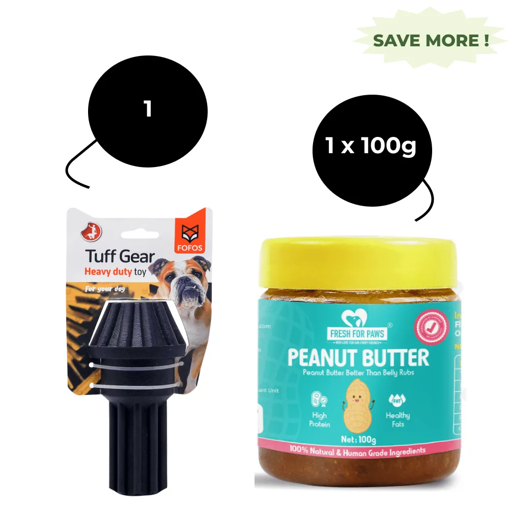 Fofos Driveshaft Toy and Fresh For Paws Peanut Butter for Cats and Dogs Combo