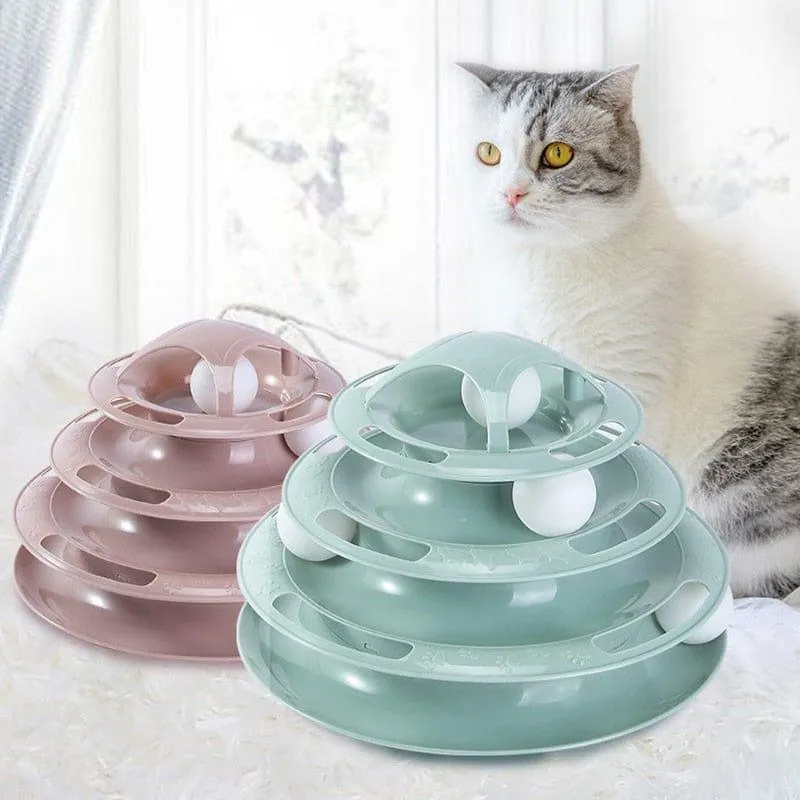 Four-Tier Ball Track Interactive Cat Tower Toy